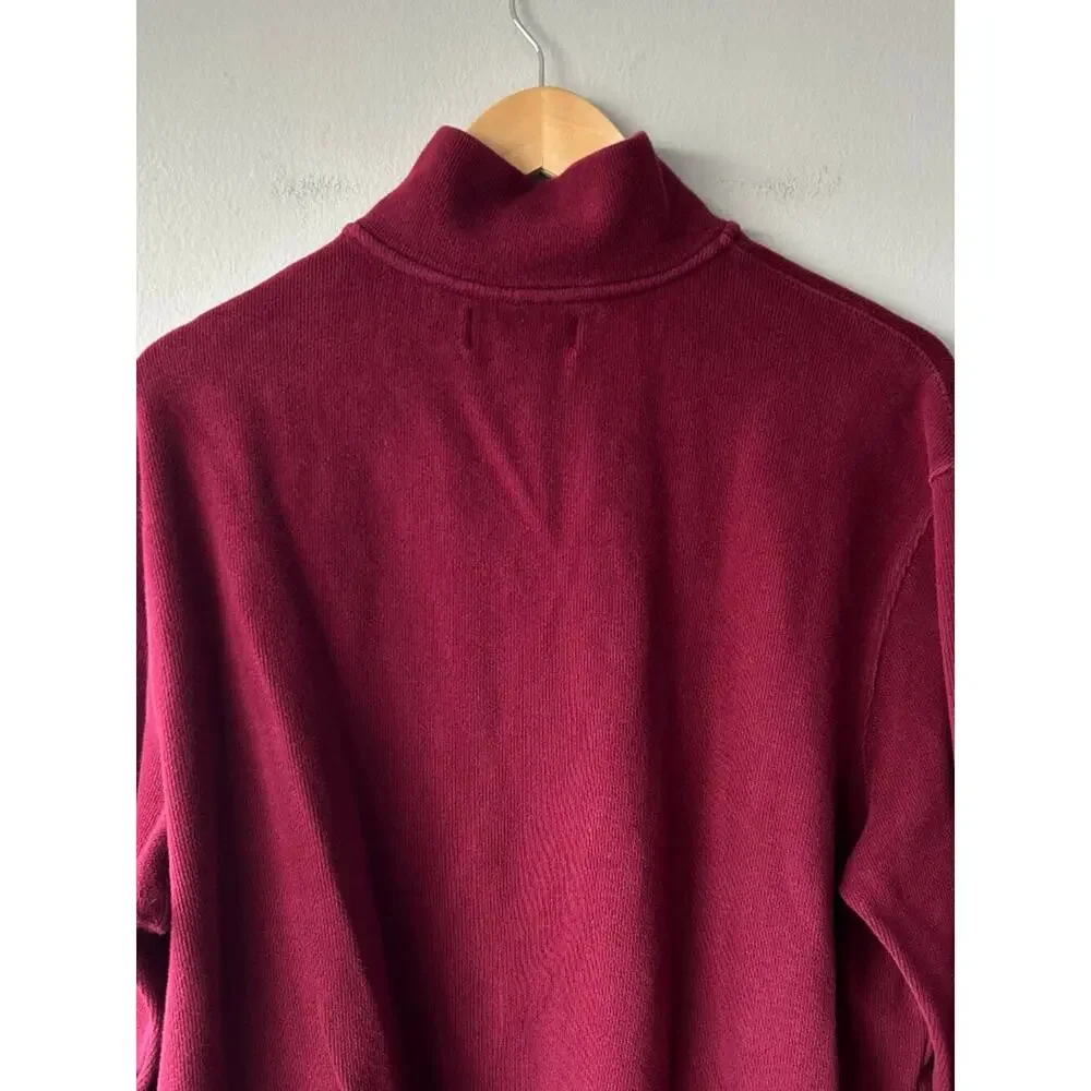 Polo Ralph Lauren XL Burgundy Quarter Zip Sweater Cotton Pony Logo Pullover